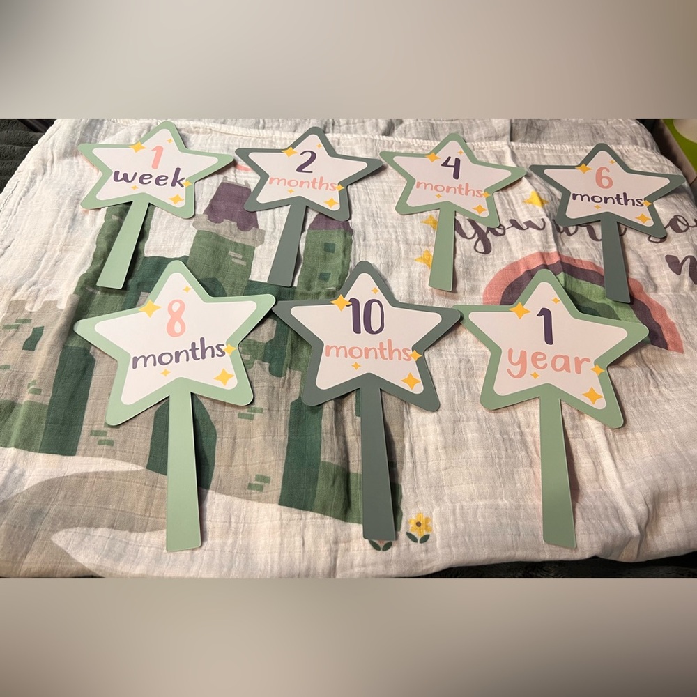 Baby’s First Year Milestones Cloth Blanket And Numbers Card Set